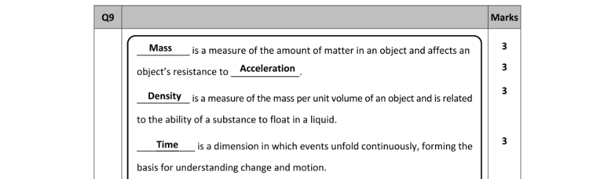Marking Scheme Part 1