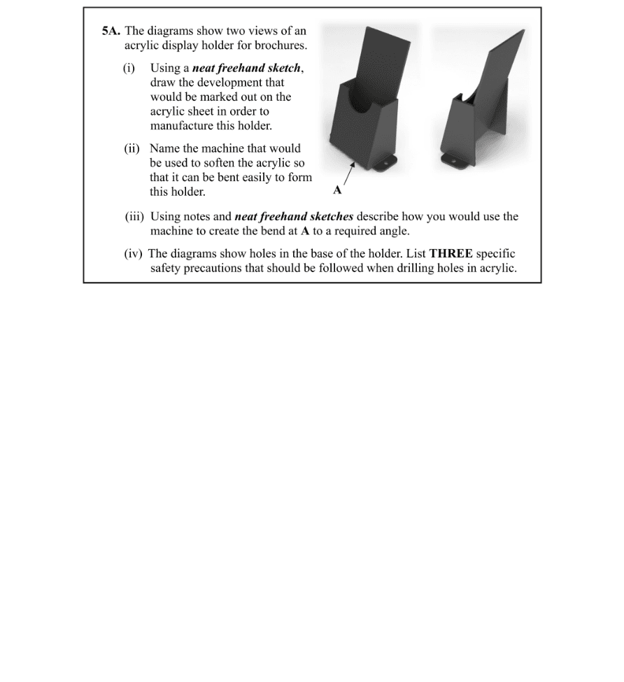 Question 2012 - 5A Part 1